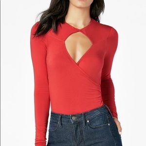 Cutout Red Bodysuit